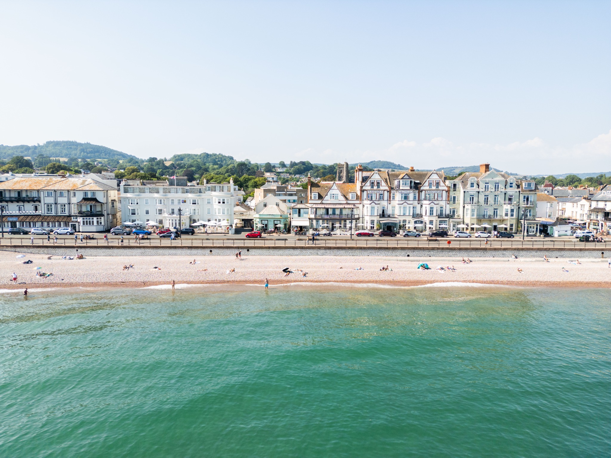 Sidmouth seafront viewed from the water